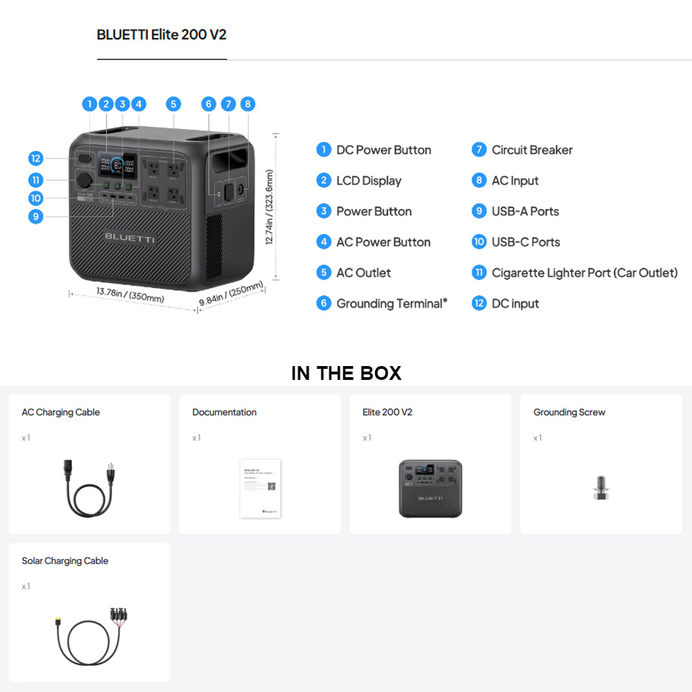 【Renew】BLUETTI Elite 200 V2 Po - огляд і ціна Usb Charger Dynamo